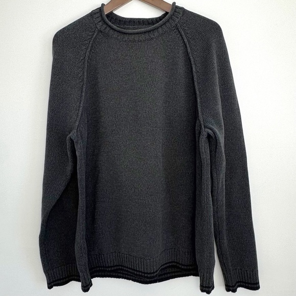 Men's EDDIE BAUER Roll Neck Sweater 100% Cotton, Black Blue Size XL - Picture 4 of 7